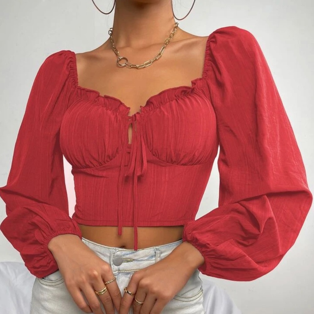 Lantern Long Sleeve Crop Blouse